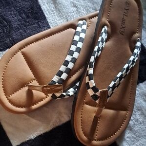 Checkered flip flops